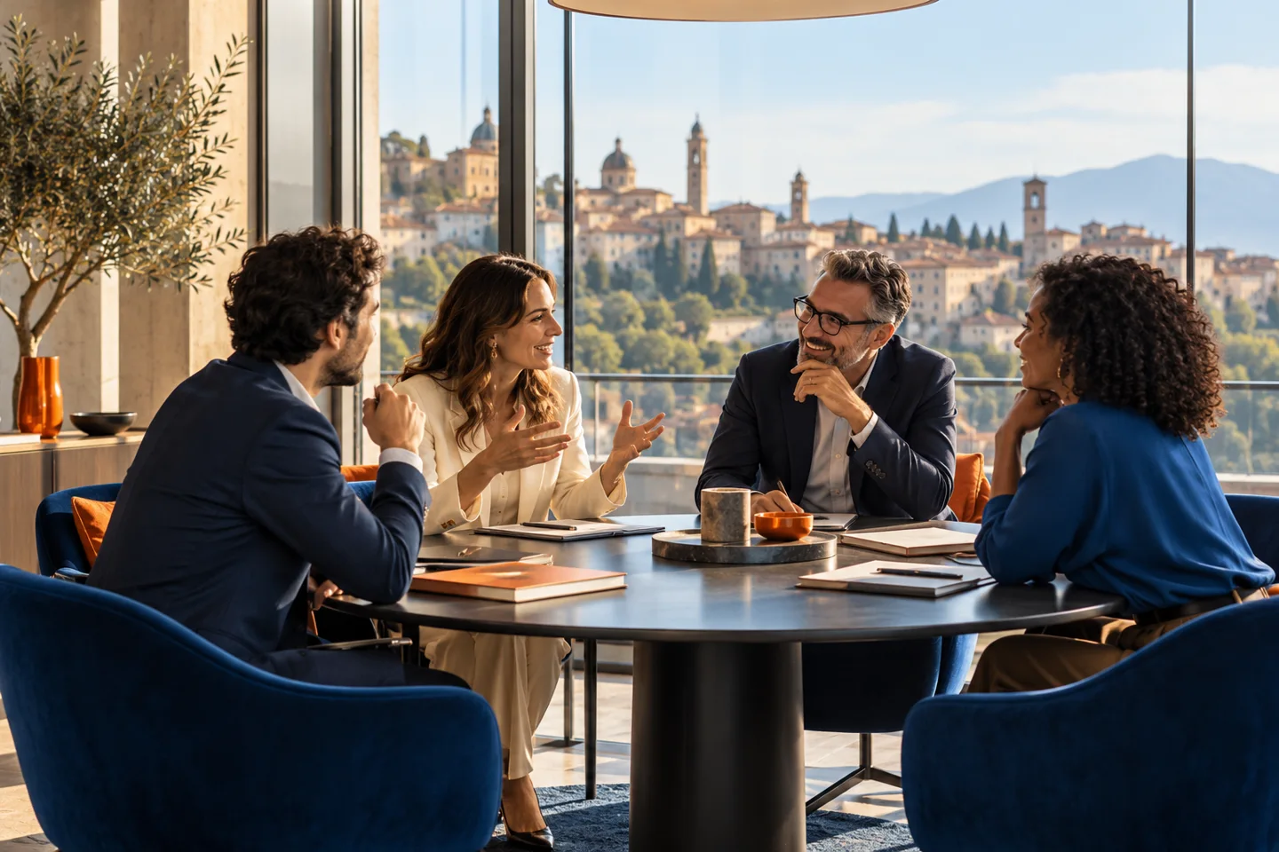 Professionisti riuniti attorno a un tavolo per sviluppare una collaborazione